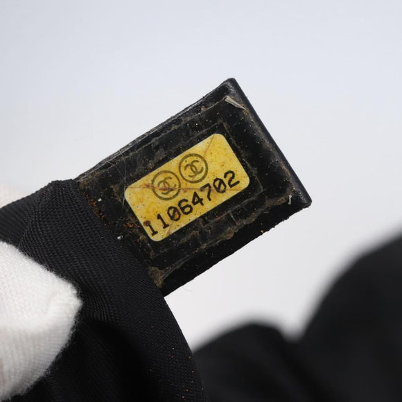 CHANEL New Travel Line Hand Bag Nylon Black Gold CC Auth mr1588