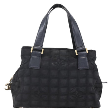 CHANEL New Travel Line Hand Bag Nylon Black Gold CC Auth mr1588 - 0