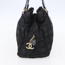 CHANEL New Travel Line Hand Bag Nylon Black Gold CC Auth mr1588-4