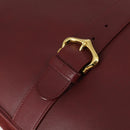 CARTIER Must Line Shoulder Bag Leather Bordeaux Gold Auth mr1590-14
