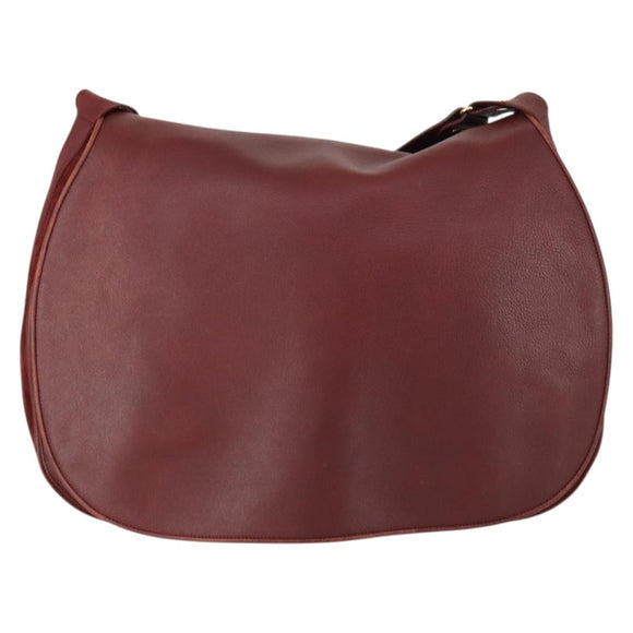 CARTIER Must Line Shoulder Bag Leather Bordeaux Gold Auth mr1590