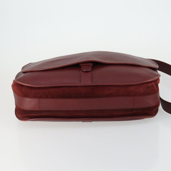 CARTIER Must Line Shoulder Bag Leather Bordeaux Gold Auth mr1590
