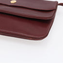 CARTIER Must Line Shoulder Bag Leather Bordeaux Gold Auth mr1591-9