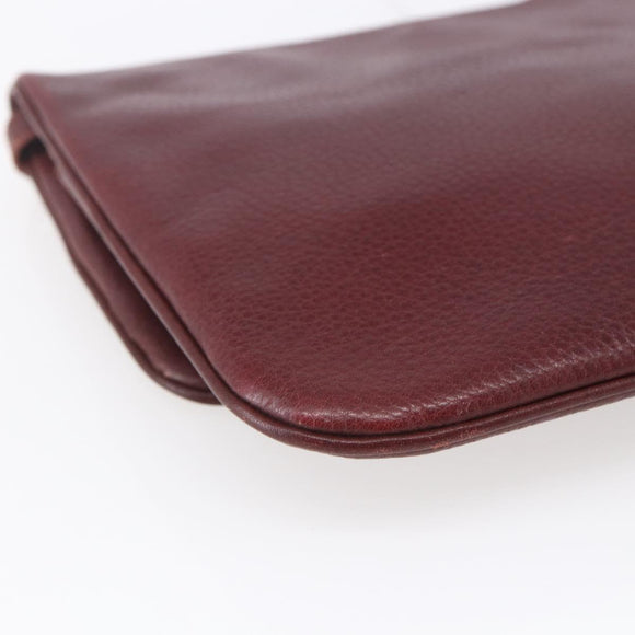 CARTIER Must Line Shoulder Bag Leather Bordeaux Gold Auth mr1591