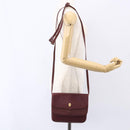 CARTIER Must Line Shoulder Bag Leather Bordeaux Gold Auth mr1591-19