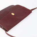 CARTIER Must Line Shoulder Bag Leather Bordeaux Gold Auth mr1591-6
