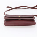 CARTIER Must Line Shoulder Bag Leather Bordeaux Gold Auth mr1591-5