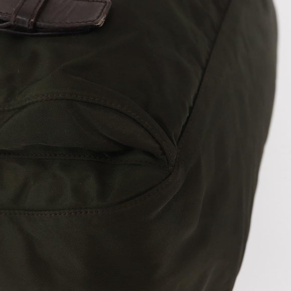 PRADA Shoulder Bag Nylon Khaki Silver Auth mr1593