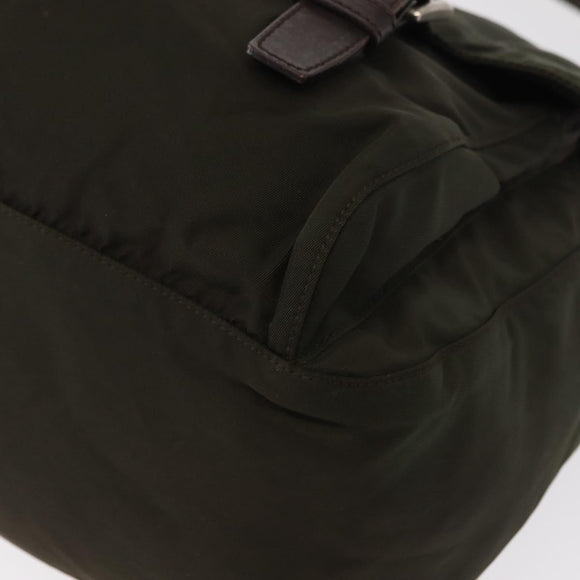 PRADA Shoulder Bag Nylon Khaki Silver Auth mr1593