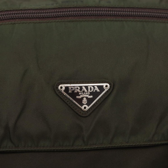 PRADA Shoulder Bag Nylon Khaki Silver Auth mr1593