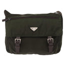 PRADA Shoulder Bag Nylon Khaki Silver Auth mr1593-2