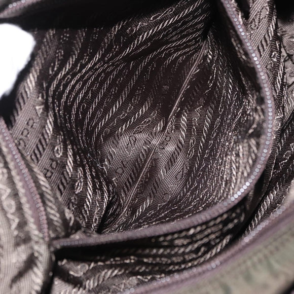 PRADA Shoulder Bag Nylon Khaki Silver Auth mr1593