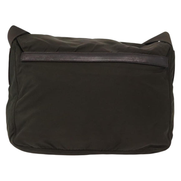 PRADA Shoulder Bag Nylon Khaki Silver Auth mr1593