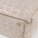 CHANEL New Travel Line Tote Bag Nylon Beige Gold CC Auth mr1594-10