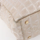 CHANEL New Travel Line Tote Bag Nylon Beige Gold CC Auth mr1594-11