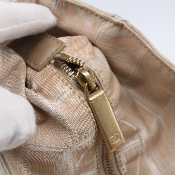 CHANEL New Travel Line Tote Bag Nylon Beige Gold CC Auth mr1594