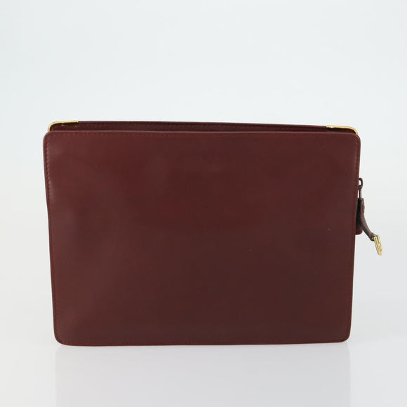 CARTIER Must Line Clutch Bag Leather 2 Set Bordeaux Auth mr1596