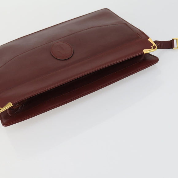 CARTIER Must Line Clutch Bag Leather 2 Set Bordeaux Auth mr1596