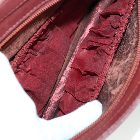 CARTIER Must Line Clutch Bag Leather 2 Set Bordeaux Auth mr1596