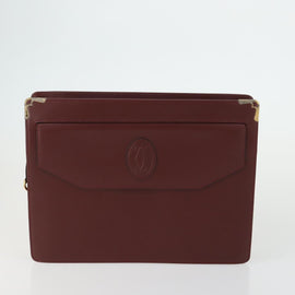 CARTIER Must Line Clutch Bag Leather 2 Set Bordeaux Auth mr1596 - 0