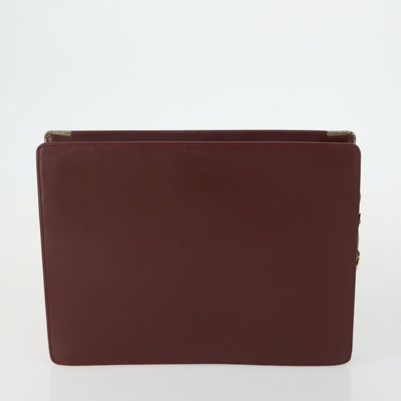 CARTIER Must Line Clutch Bag Leather 2 Set Bordeaux Auth mr1596