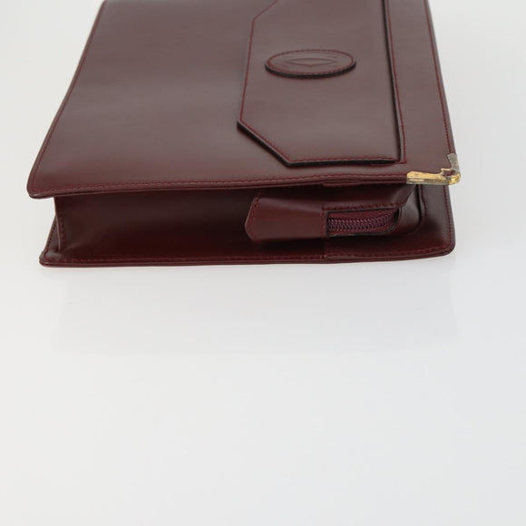 CARTIER Must Line Clutch Bag Leather 2 Set Bordeaux Auth mr1596