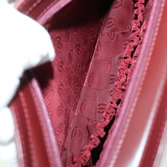 CARTIER Must Line Clutch Bag Leather 2 Set Bordeaux Auth mr1596