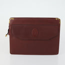 CARTIER Must Line Clutch Bag Leather 2 Set Bordeaux Auth mr1596-9