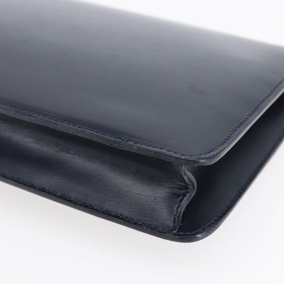 CELINE Clutch Bag Leather Black Gold Auth mr1597