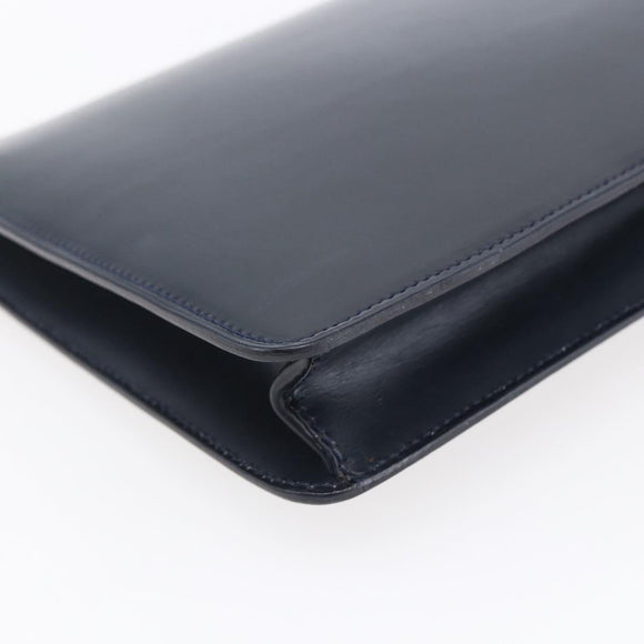 CELINE Clutch Bag Leather Black Gold Auth mr1597