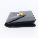 CELINE Clutch Bag Leather Black Gold Auth mr1597-4
