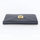 CELINE Clutch Bag Leather Black Gold Auth mr1597-6