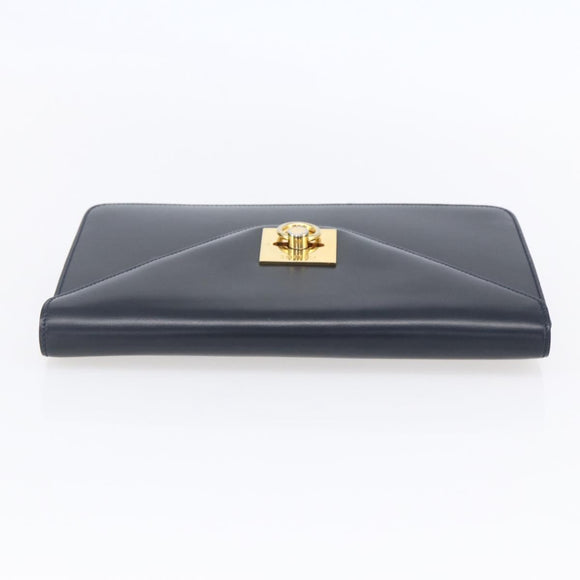 CELINE Clutch Bag Leather Black Gold Auth mr1597