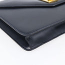 CELINE Clutch Bag Leather Black Gold Auth mr1597-9