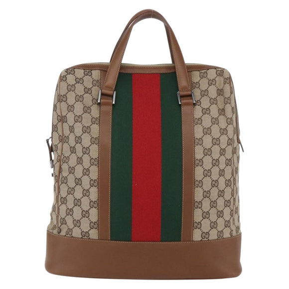 GUCCI GG Canvas Web Sherry Line special edition Hand Bag Beige Gold Auth mr1598