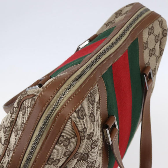 GUCCI GG Canvas Web Sherry Line special edition Hand Bag Beige Gold Auth mr1598