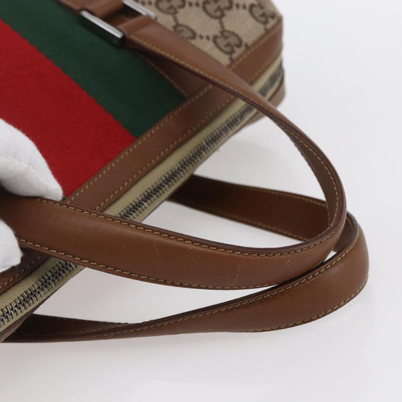 GUCCI GG Canvas Web Sherry Line special edition Hand Bag Beige Gold Auth mr1598