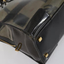 LOEWE Anagram Amazona 36 Hand Bag Vinyl Leather Black Gold Auth mr1599-14