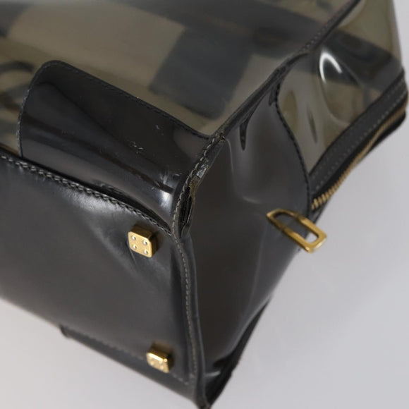 LOEWE Anagram Amazona 36 Hand Bag Vinyl Leather Black Gold Auth mr1599