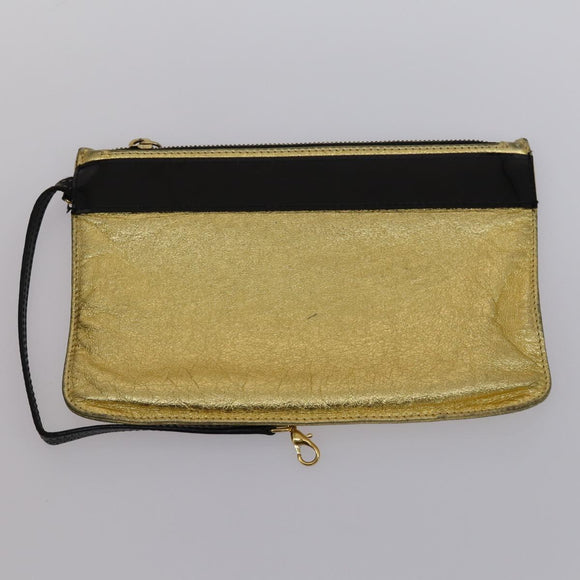 LOEWE Anagram Amazona 36 Hand Bag Vinyl Leather Black Gold Auth mr1599