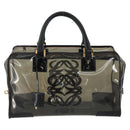 LOEWE Anagram Amazona 36 Hand Bag Vinyl Leather Black Gold Auth mr1599-13