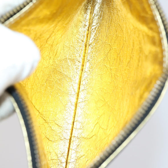 LOEWE Anagram Amazona 36 Hand Bag Vinyl Leather Black Gold Auth mr1599