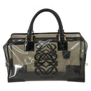 LOEWE Anagram Amazona 36 Hand Bag Vinyl Leather Black Gold Auth mr1599-2