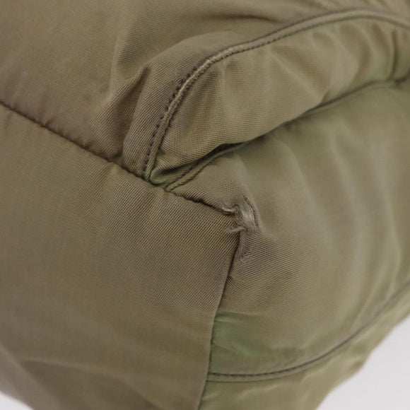 PRADA Shoulder Bag Nylon Khaki Silver Auth mr1600