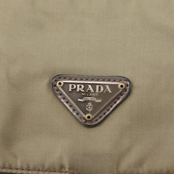 PRADA Shoulder Bag Nylon Khaki Silver Auth mr1600