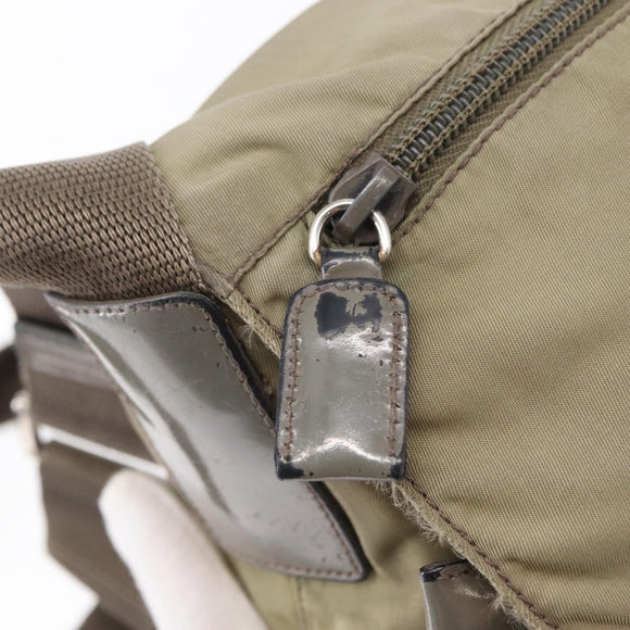 PRADA Shoulder Bag Nylon Khaki Silver Auth mr1600