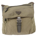 PRADA Shoulder Bag Nylon Khaki Silver Auth mr1600-13