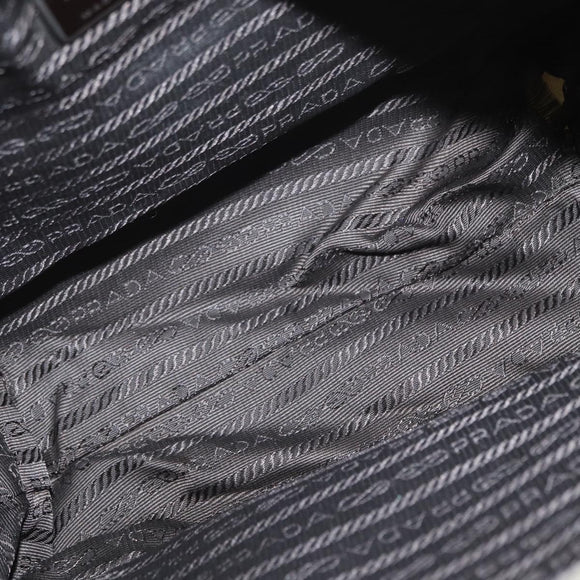 PRADA Shoulder Bag Nylon Khaki Silver Auth mr1600