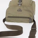 PRADA Shoulder Bag Nylon Khaki Silver Auth mr1600-7