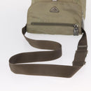PRADA Shoulder Bag Nylon Khaki Silver Auth mr1600-8